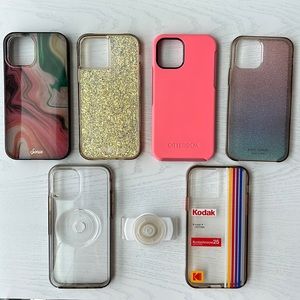 Assorted iPhone 12 Cases, Pop Socket Add-On & Screen Protector